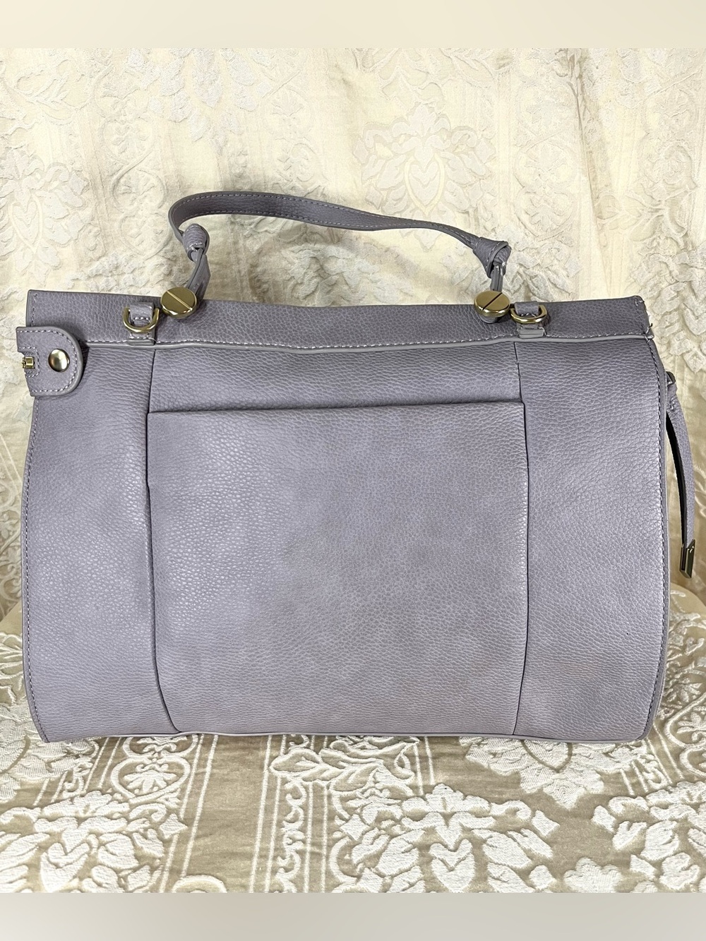 Foley + Corinna Pebbled Leather Convertible Satchel Crossbody Lilac Lavender Bag